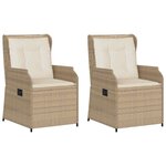 vidaXL Banc de jardin avec coussin 2 Pièces Beige Poly rotin