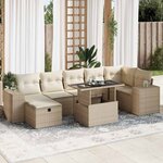 vidaXL Salon de jardin avec coussins 5 Pièces beige résine tressée