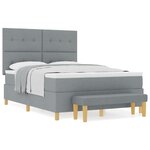 Lit à ressort avec matelas et banc vidaXL Gris clair 140x200 cm Tissu
