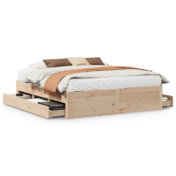 vidaXL Cadre de lit sans matelas avec tiroirs 200x200 cm bois de pin