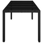 vidaXL Table de jardin dessus en verre Noir 190x90x75cm Résine tressée