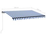 Vidaxl auvent manuel rétractable avec led 350x250 cm bleu et blanc