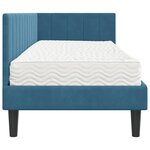 vidaXL Cadre de lit d'angle avec matelas Bleu 80 x 200 cm Velours
