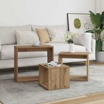 vidaXL Tables gigognes 3 Pièces chêne artisanal bois d'ingénierie