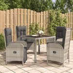 vidaXL Ensemble à manger de jardin 5 Pièces coussins gris résine tressée
