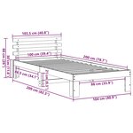 vidaXL Cadre de lit en bois Marron ciré Bois massif 100 x 200 cm Durable
