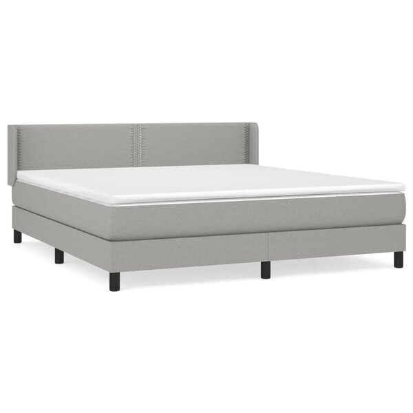 vidaXL Sommier à lattes de lit avec matelas Gris clair 180x200cm Tissu