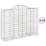 vidaXL Paniers à gabions arqués 10 Pièces 200x50x140/160 cm Fer galvanisé