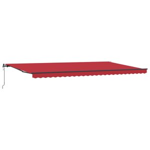 vidaXL Auvent Rétractable Rouge 600 × 350 cm Tissu et Aluminium