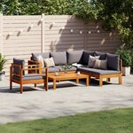 vidaXL Salon de jardin avec coussins 5 Pièces Bois d'acacia solide