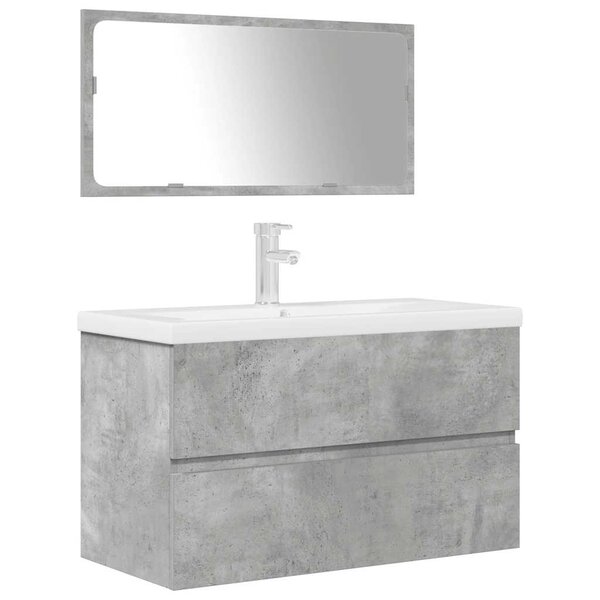 vidaXL Ensemble de meubles de salle de bain 3 Pièces gris béton