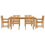 vidaXL Ensemble de salle à manger pour jardin 7 Pièces Marron