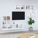 vidaXL Meuble TV mural Blanc Bois d'ingénierie