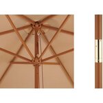 Parasol en bois rond et polyester 160g/m² - Arc 3 m - Beige taupe