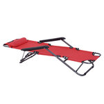 Chaise longue inclinable transat bain de soleil 2 en 1 pliant têtière amovible charge max. 136 Kg toile oxford facile d'entretien rouge