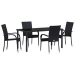 vidaXL Ensemble de salle à manger pour jardin 5 Pièces Noir