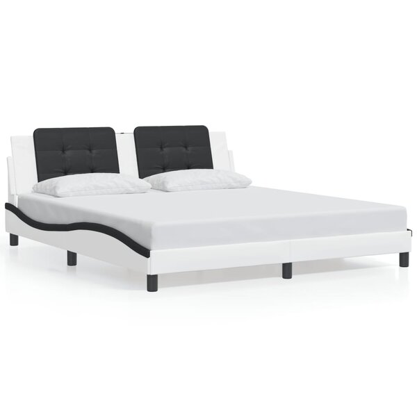 vidaXL Cadre de lit sans matelas blanc et noir 180x200 cm similicuir