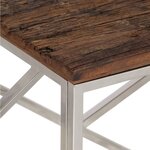 vidaXL Table basse argenté inox et bois de mélèze massif