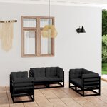 vidaXL Salon de jardin 6 Pièces avec coussins Bois de pin massif