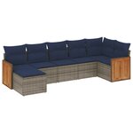 vidaXL Salon de jardin 7 Pièces avec coussins gris résine tressée