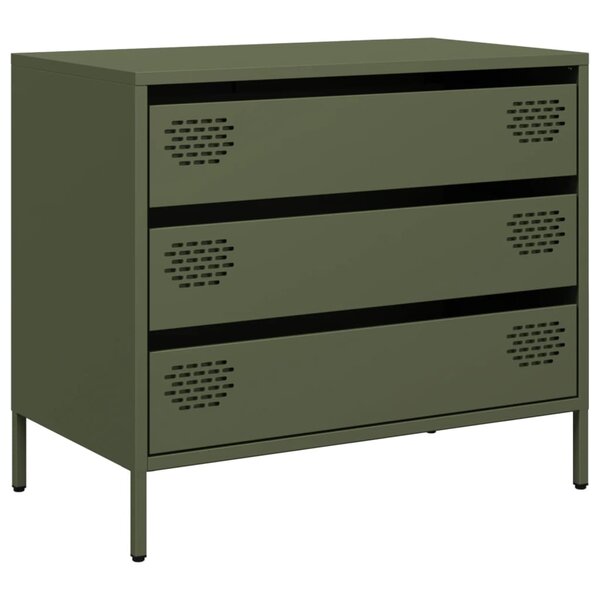 vidaXL Buffet vert olive 68x39x58 5 cm acier laminé à froid