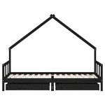 vidaXL Cadre de lit enfant avec tiroirs noir 90x200 cm bois pin massif