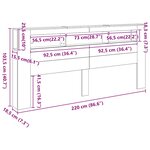 vidaXL Tête de lit à LED sonoma gris 220x18 5x103 5 cm bois ingénierie