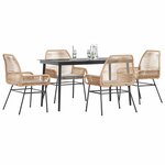 vidaXL Ensemble à manger jardin coussins 5Pièces marron poly rotin verre