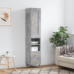 vidaXL Buffet haut Gris béton 34 5x34x180 cm Bois d'ingénierie