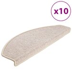 vidaXL Tapis d'escalier 10 pièces 65 x 24 x 4 cm Taupe Demi-rond Grand