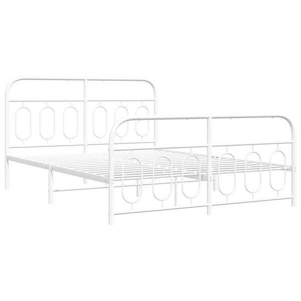 vidaXL Cadre de lit métal avec tête de lit/pied de lit blanc 140x200cm