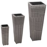 vidaXL Lits surélevés de jardin 3 Pièces Résine tressée Gris