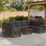 vidaXL Ensemble de canapé de jardin 10 pc Gris polyrotin