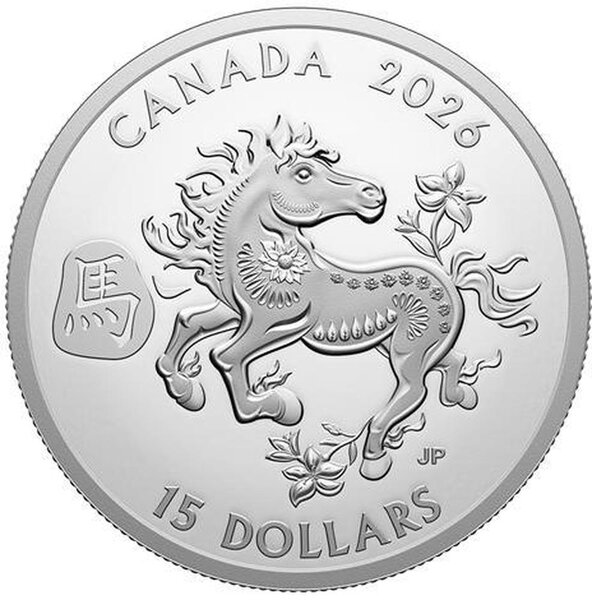 Pièce de monnaie en Argent 15 Dollars g 31.39 Millésime 2026 Lunar Year HORSE