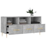 vidaXL Meuble TV gris béton 102x36x50 cm bois d'ingénierie