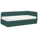 vidaXL Cadre de lit d'angle Vert foncé 90 x 200 cm Velours