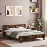 vidaXL Cadre de lit avec LED sans matelas chêne fumé 150x200 cm