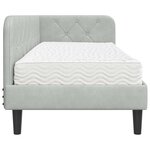 vidaXL Cadre de lit d'angle Gris clair 80 x 200 cm Velours