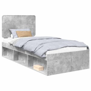 vidaXL Cadre de lit Gris Béton 90 x 190 cm Bois de pin massif