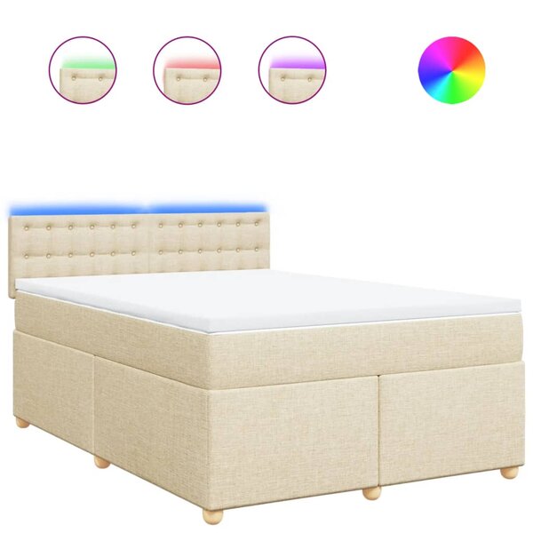 vidaXL Sommier à lattes de lit avec matelas Crème 140x200 cm Tissu
