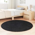 vidaXL Tapis shaggy à poils longs NAVARRA noir 120x120 cm polyester