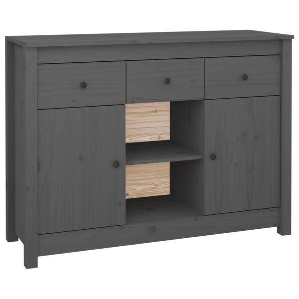 vidaXL Buffet Gris 100x35x74 5 cm Bois massif de pin