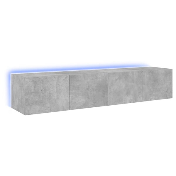 vidaXL Meubles TV muraux et lumières LED 2Pièces gris béton 80x35x31 cm