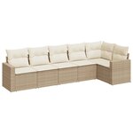 vidaXL Salon de jardin avec coussins 6 Pièces beige résine tressée