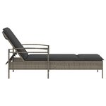 vidaXL Chaise longue avec coussin gris 63x200x81 cm résine tressée