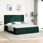 vidaXL Cadre de lit ottoman avec matelas vert foncé 160x200 cm velours