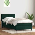 vidaXL Sommier à lattes de lit et matelas et LED vert foncé 80x220 cm velours