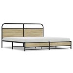 vidaXL Cadre de lit en métal sans matelas chêne sonoma 183x213 cm