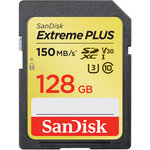 SANDISK Carte mémoire flash Extreme PLUS - 128 Go - Video Class V30 / UHS Class 3 / Class10 - SDXC UHS-I