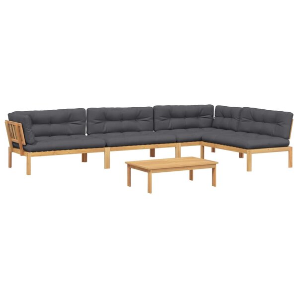 vidaXL Salon palette de jardin avec coussins 5Pièces bois d'acacia massif
